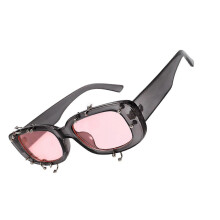 Rivet Studded Sunglasses with UV400 Protection, PC Lenses, Fashion Punk Frame, Adult Unisex Outdoor Streetwear, Multicol