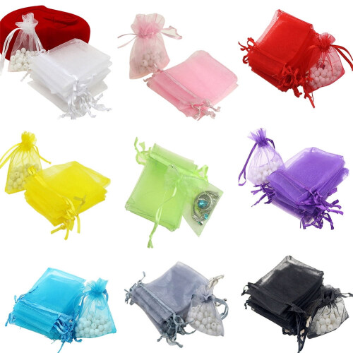 Organza gaveposer grå 8,5 x 6,3 cm 100 stk 1