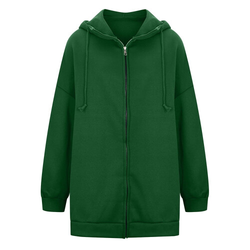Damen-Kapuzenpullover mit Reißverschluss, einfarbig, grün, Größe 5XL 2