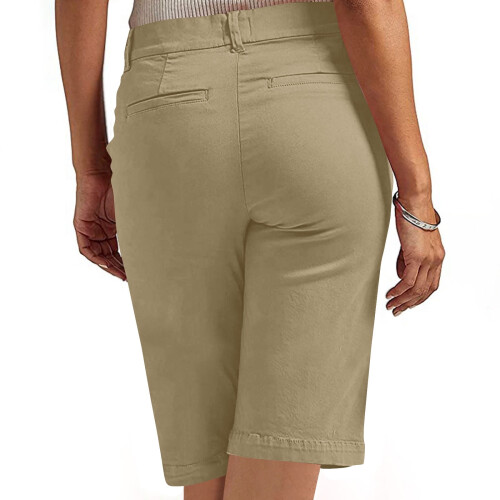 Women's Summer Twill Bermuda Shorts Pull-On Straight Leg 1