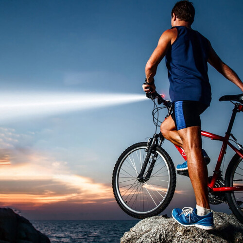 LOOPSUN solar-powered USB-rechargeable bike headlight with 2