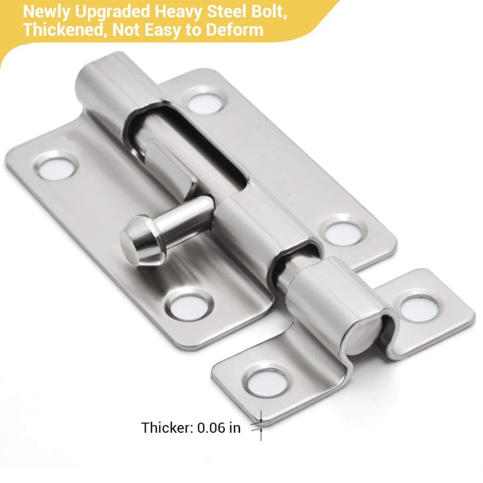 Door Security Slide Latch Lock Stainless Steel 4 Pack 9558830416573