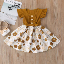 Girls' floral print summer dress with ruffled details