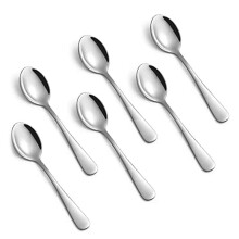 Set van 6 espressolepels, 12 cm lange mini-koffielepels van roestvrij staal voor espresso, desserts en thee.
