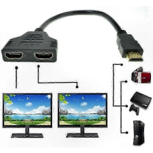 4K HDMI-splitteradapter, dubbele vrouwelijke uitgangen voor een opstelling met twee monitoren, signaalduplicator voor th