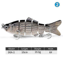 Esca artificiale robotica da 10 cm, multi-sezione, con 6 ami, esca rigida realistica per acqua dolce e salata.