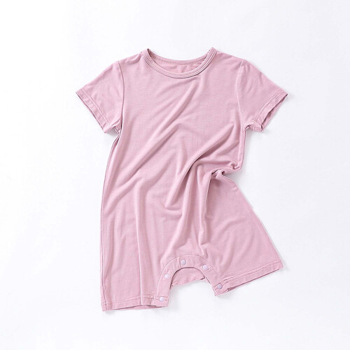 Baby Solid Color Romper Soft Round Neck Short Sleeve 6 1