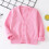 Knit Cardigan for Kids Solid Pink Long Sleeve Button-Up 2