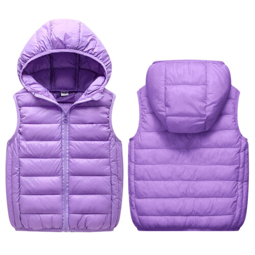 Colete acolchoado com capuz para meninas, leve e sem mangas, tamanho 12–15.
