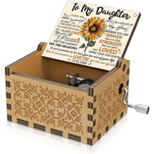 Vintage houten muziekdoos met handslinger, zwart gesneden, muzikaal cadeau voor geliefde, vriend, vriendin, moeder of do