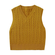 Women's V-neck sweater vest solid color sleeveless pullover