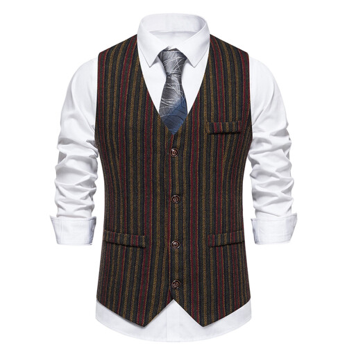 Colete masculino formal retrô com abotoamento simples e bolso. 1