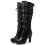 Botas góticas femininas com laços, cano alto e plataforma em material sintético. 2
