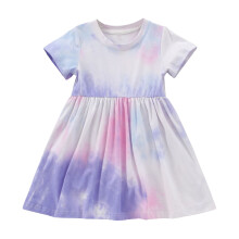Girls summer flower print patchwork dress with headband set