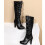 Botas góticas femininas com laços, cano alto e plataforma em material sintético. 6