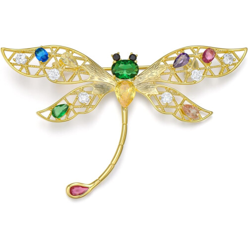 Broche libellule en cristal et strass (1 pièce)
