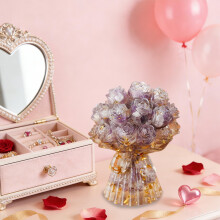 Natural Crystal Resin Rose Bouquet Handheld Desktop Ornament