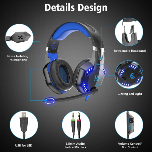 Gaming Headset with Microphone 3.5mm Stereo Over-Ear Noise 2