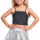 Sequined Strap Crop Top for Kids Black 5-7 Years 1