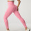 Dames yogabroek effen roze hoge taille sneldrogend elastisch 2