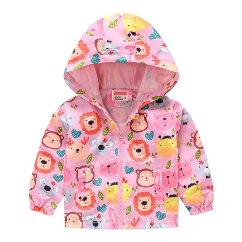 Kids windproof hooded jacket with print, 3-4 years