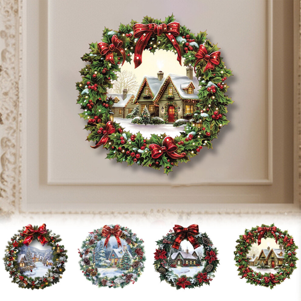 Christmas Window Clings Wreath Wall Stickers 12 Pcs 9122141366669