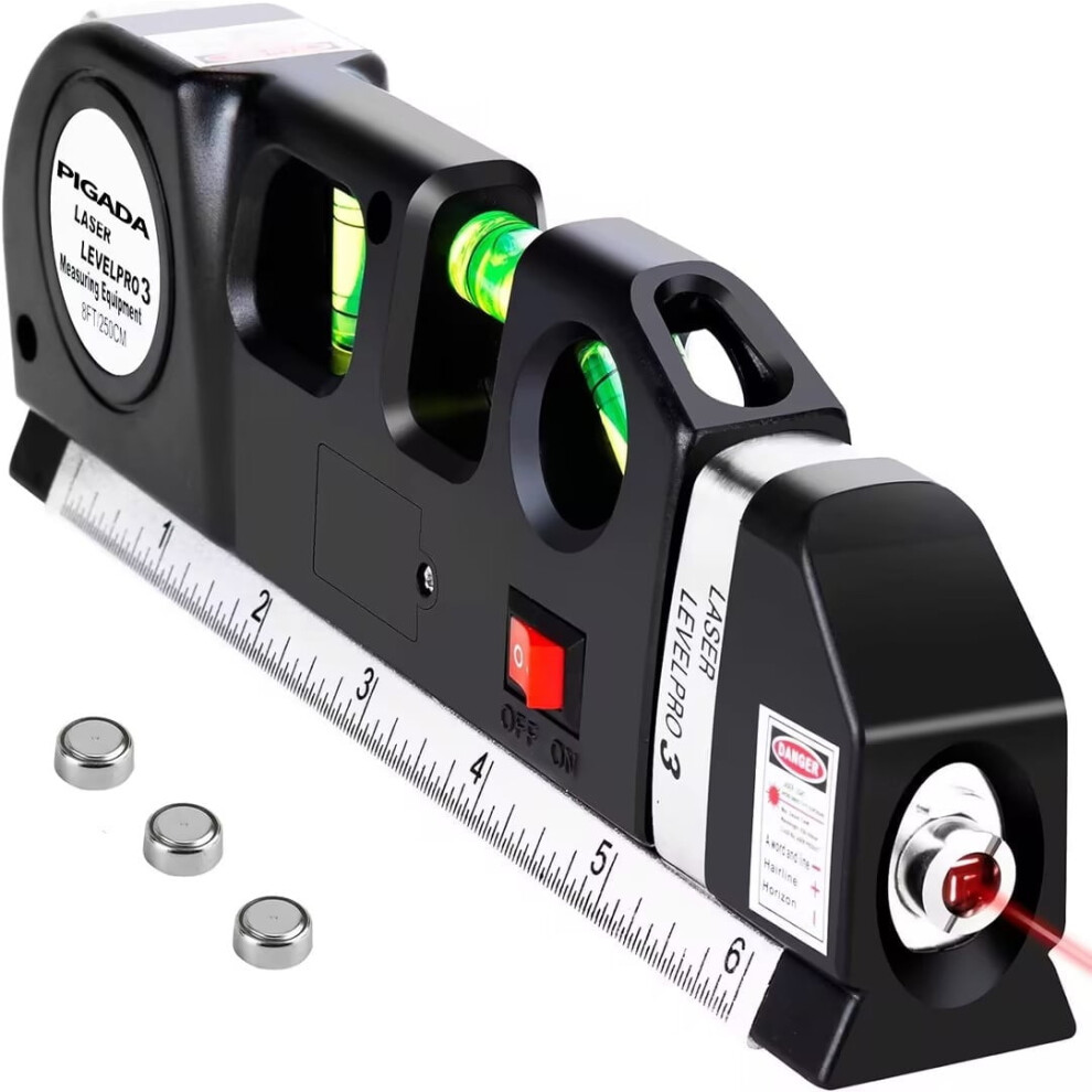Laser Level Kit Cross Line 8Ft Metric Ruler 9101399666271