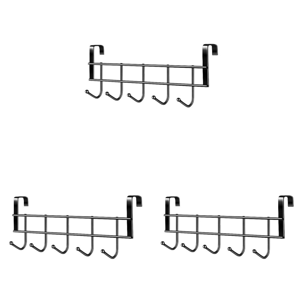 Over The Door Hooks Black Heavy Duty 5-Pack 9362892737992