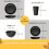 Wheat Straw Dinnerware Set Black 4pcs/8pcs/16pcs 4