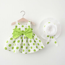 LoyisViDion baby girl polka dot suspender dress with hat
