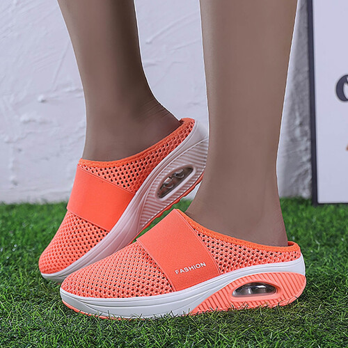 Women's summer mesh toe slippers orange size 7.5 1