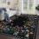 Washable Floral Botanical Area Rug 6'x9' Black 1