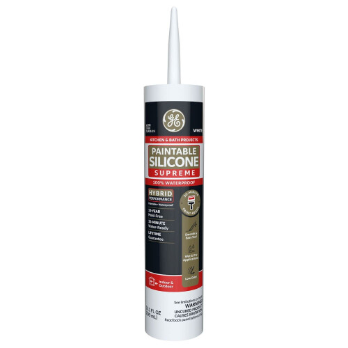 Supreme övermålningsbar silikonfogmassa vit 9,5 fl oz