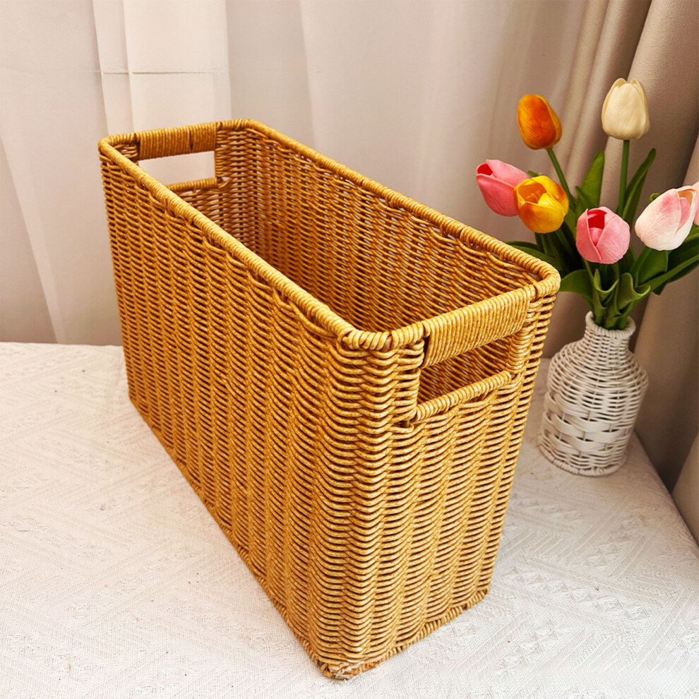 Wicker Basket Plastic Rectangular Bin 1 Pack