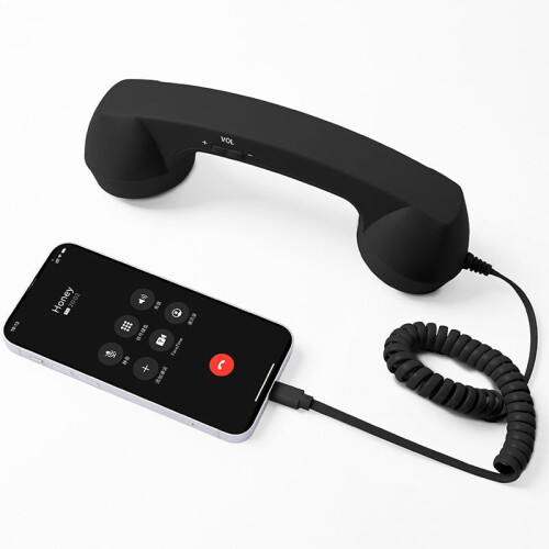 Retro Telephone Handset for Type-C Phone Black
