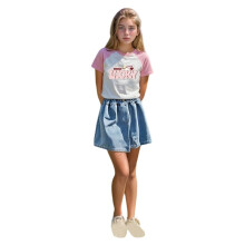 Meisjes denim skort met elastische taille, A-lijn model, mini voor kinderen van 6-7 jaar