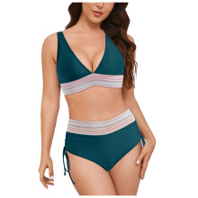 Seersucker-Bikini-Oberteil für Damen mit tiefem Ausschnitt