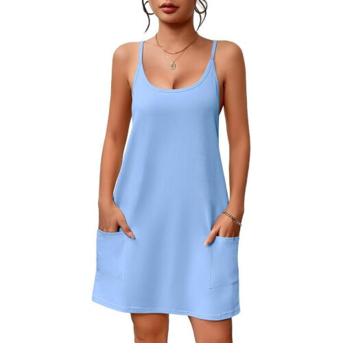 Camicia da notte da donna in cotone senza maniche con regolazione