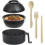 Microwave Ramen Bowl Set Black 40 oz with Lid Handle Spoon 1