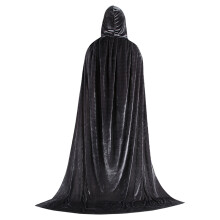 Cape de sorcière unisexe en velours avec capuche, taille unique.