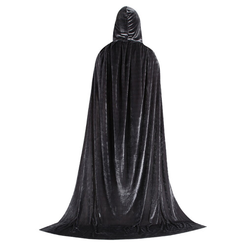 Cape de sorcière unisexe en velours avec capuche, taille unique.