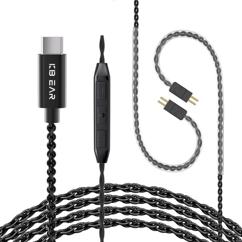 Cabo KZ ZST IEM Type-C de 2 pinos com microfone para KZ e Kbear