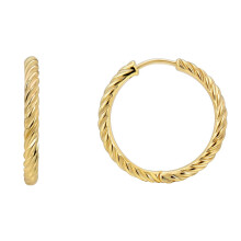 14K Gold Plated Twisted Huggie Earrings Medium
