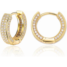 Cubic Zirconia Stud Earrings 18k Gold Plated Hypoallergenic