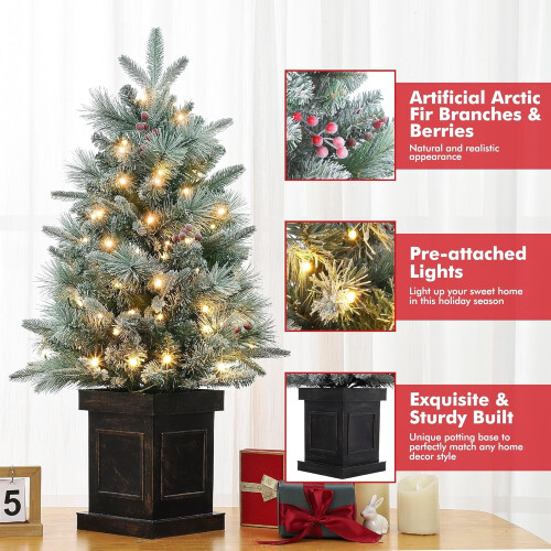 WhizMax small pre-lit Christmas tree 3ft with 78 LED lights 1