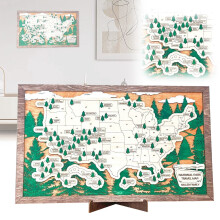 Mappa da parete in legno dei parchi nazionali
