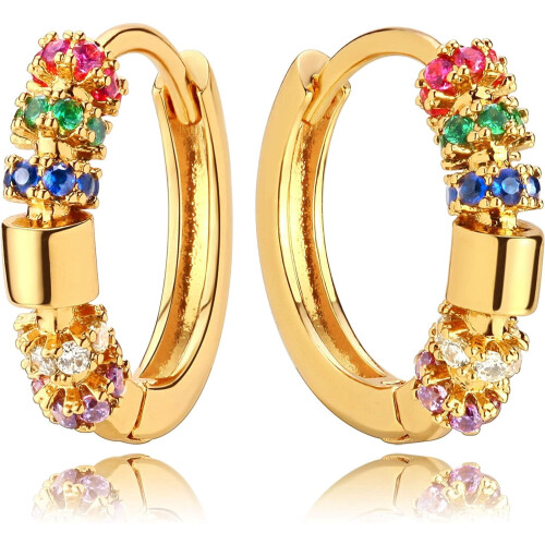 CZ Huggie Creolen, 14 Karat vergoldet