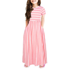 Vestido de rayas para niñas pequeñas con mangas cortas