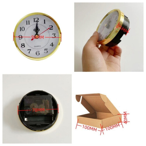 Quartz Clock Movement 90mm White Face Gold Trim Arabic 2