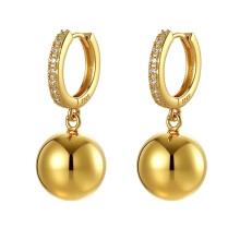 Brincos de aço inoxidável com zircônias banhadas a ouro 18K
